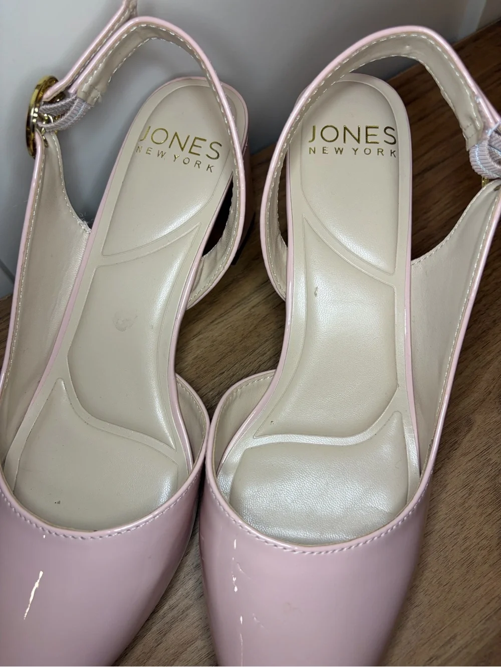 Jones New York Blush Patent Pointed-Toe Slingback Pumps